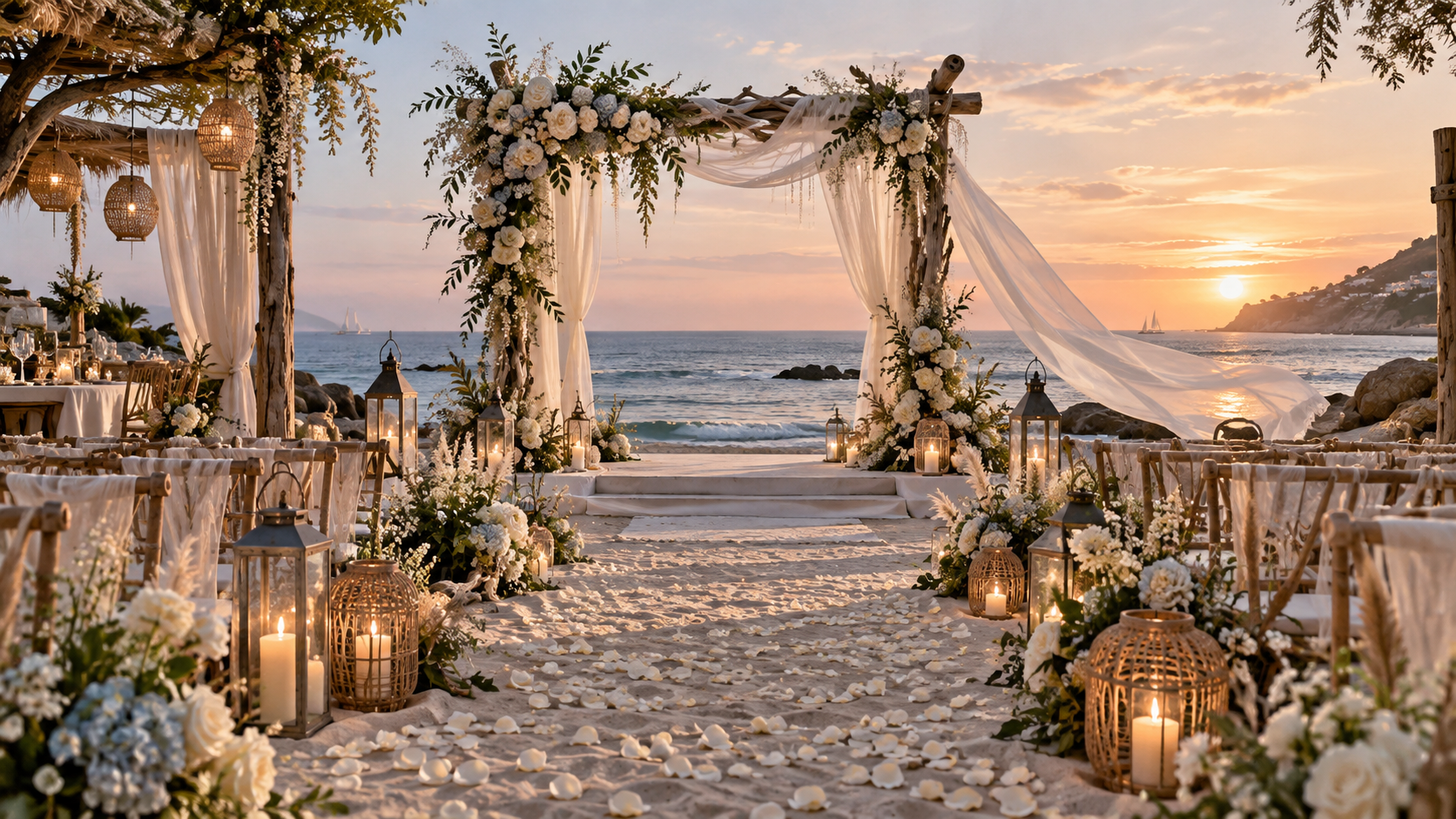 Intimate beach wedding ceremony
