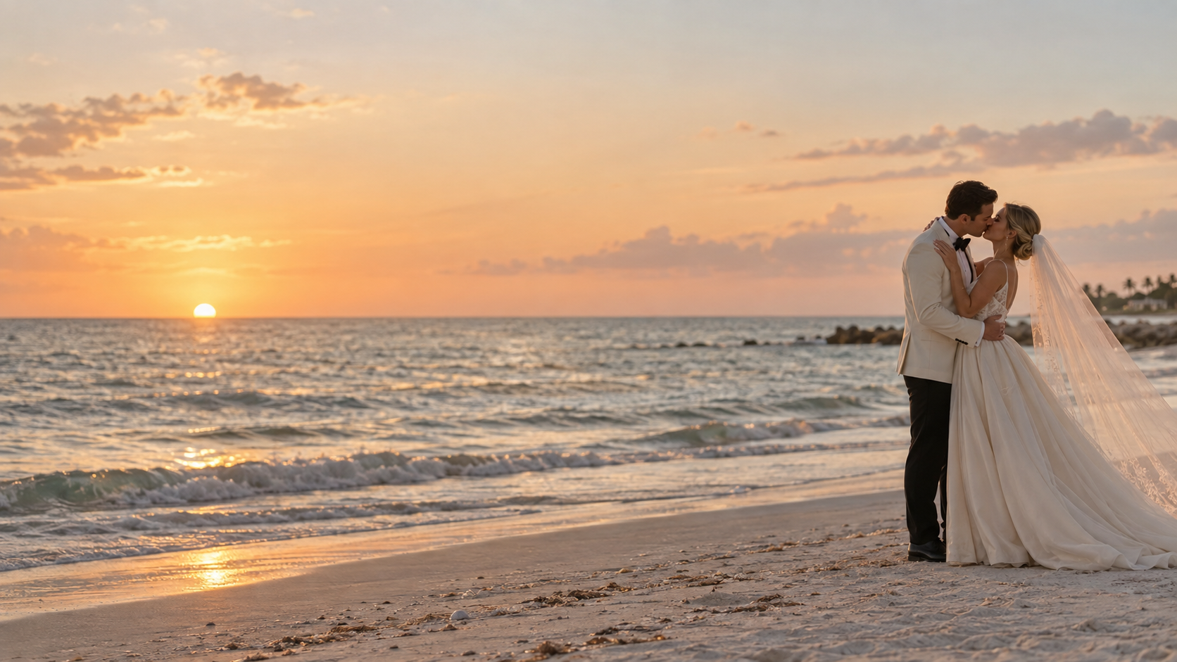 Simple beach elopement ceremony